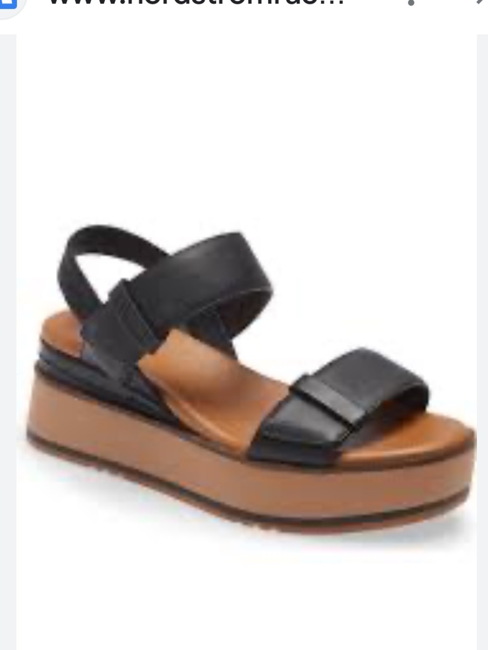 Caslon Black Leather Two-Strap Slingback Sandals with Tan Footbed